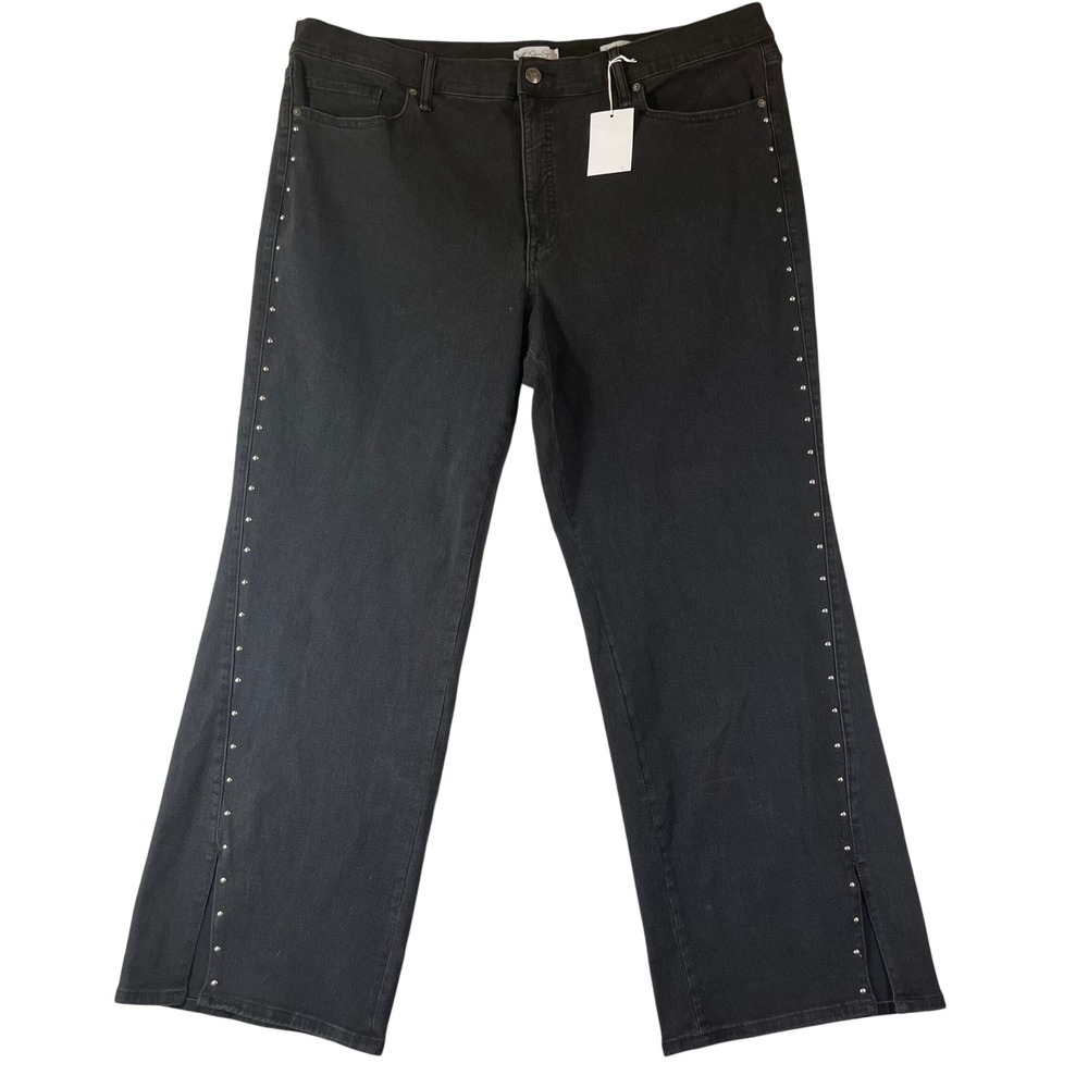 NEW Jessica Simpson Jeans 20W Rosa Relaxed Straight 30" Inseam Studded Black NWT